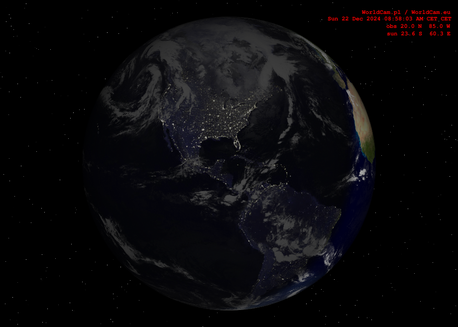 Sunlight map orthographic - America