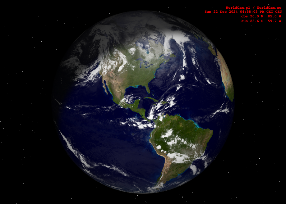 Sunlight map orthographic - America