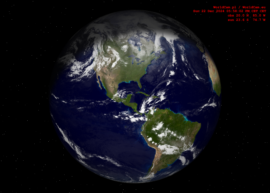 Sunlight map orthographic - America