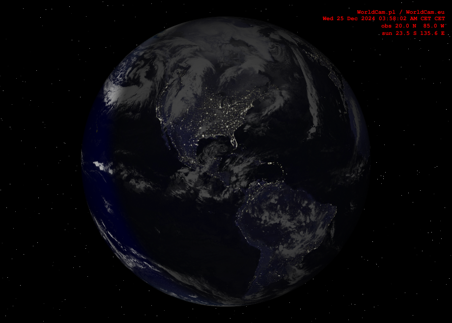 Sunlight map orthographic - America