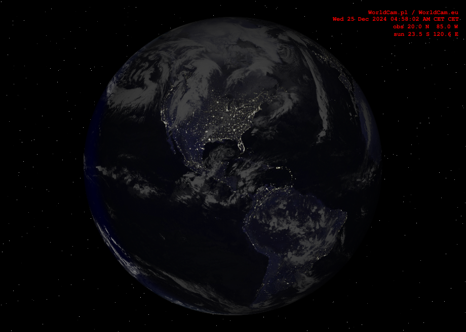 Sunlight map orthographic - America