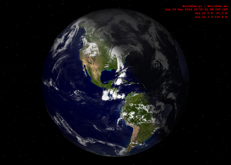 Sunlight map orthographic - America