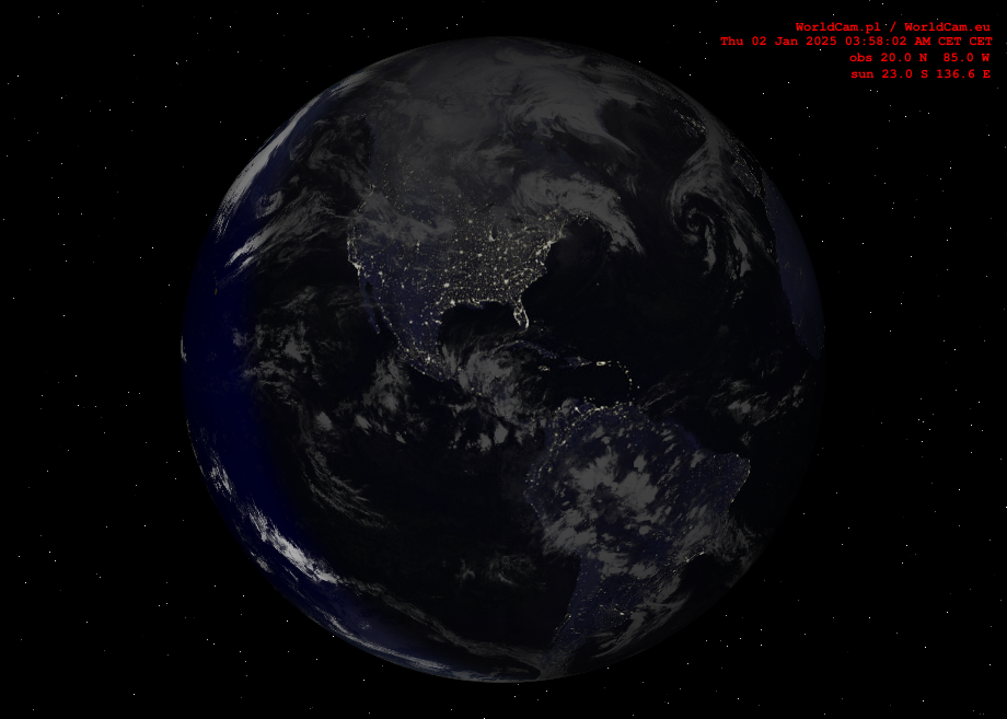 Sunlight map orthographic - America