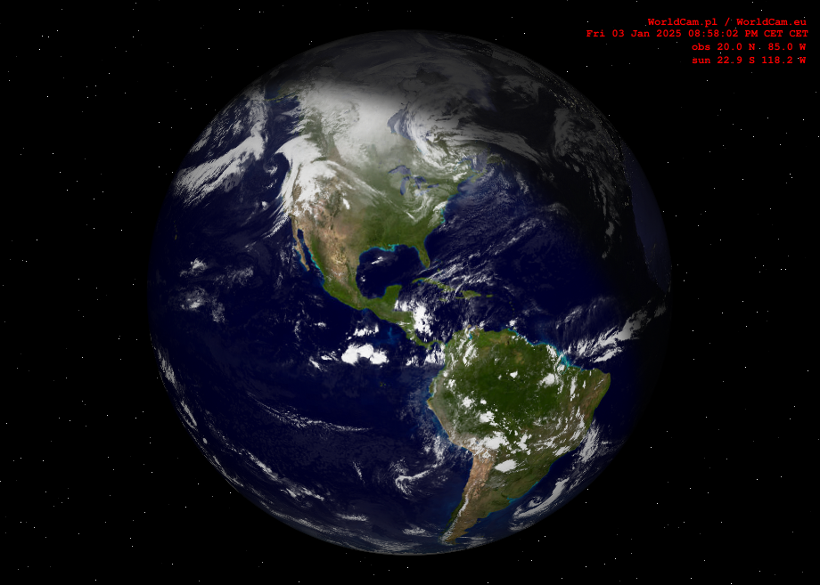 Sunlight map orthographic - America