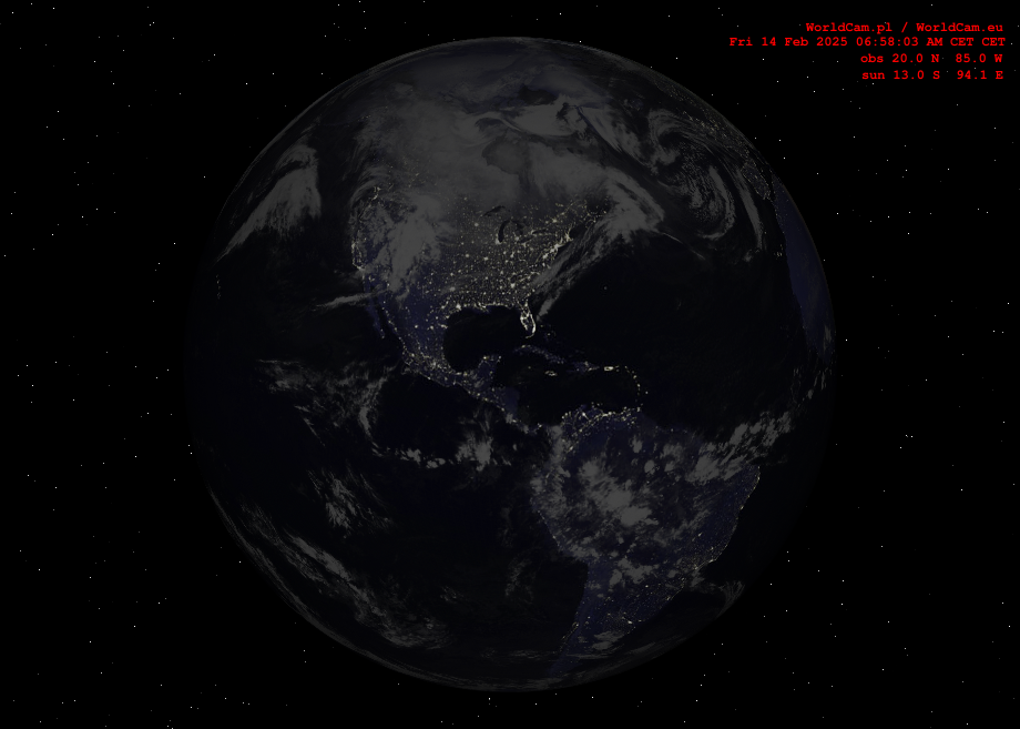 Sunlight map orthographic - America