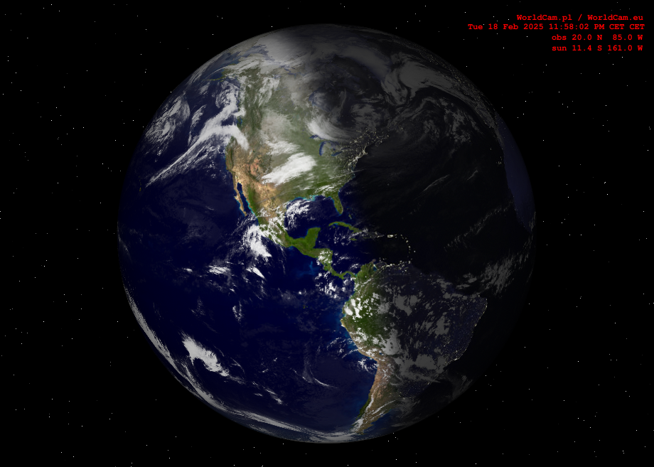 Sunlight map orthographic - America