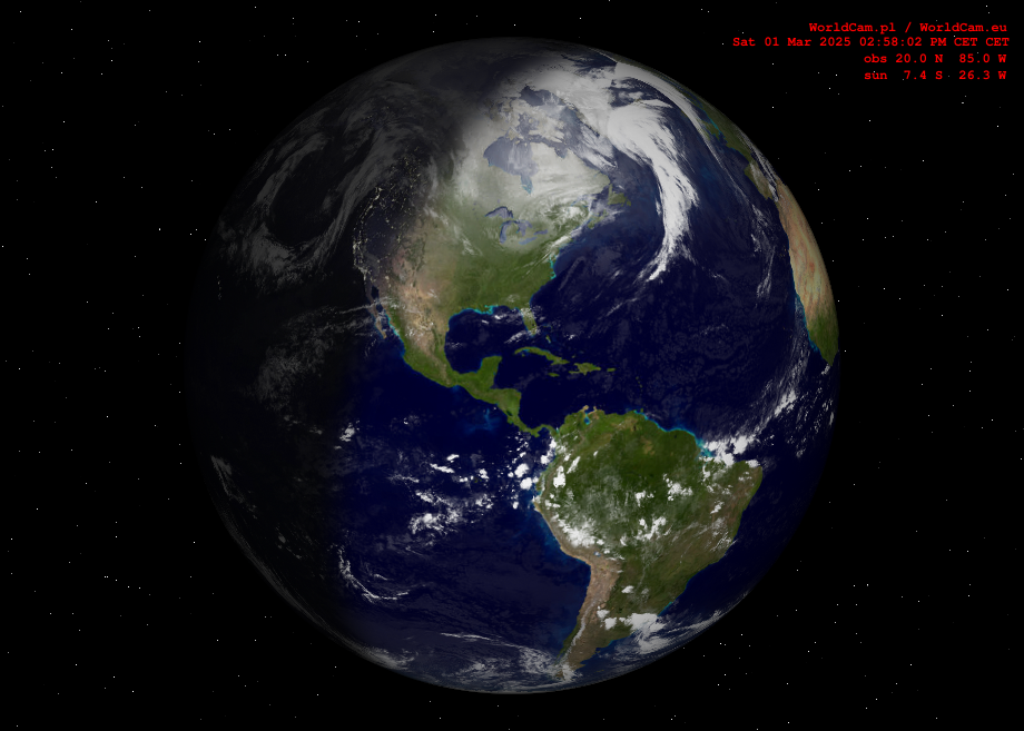 Sunlight map orthographic - America