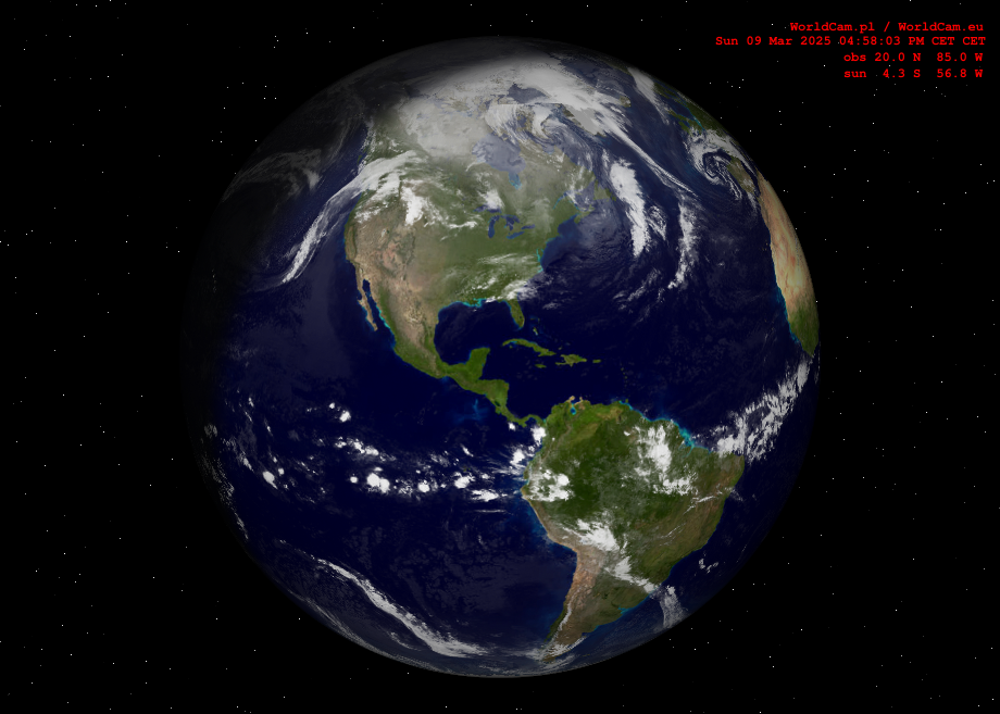 Sunlight map orthographic - America