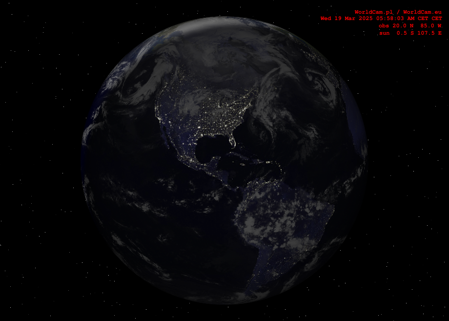 Sunlight map orthographic - America