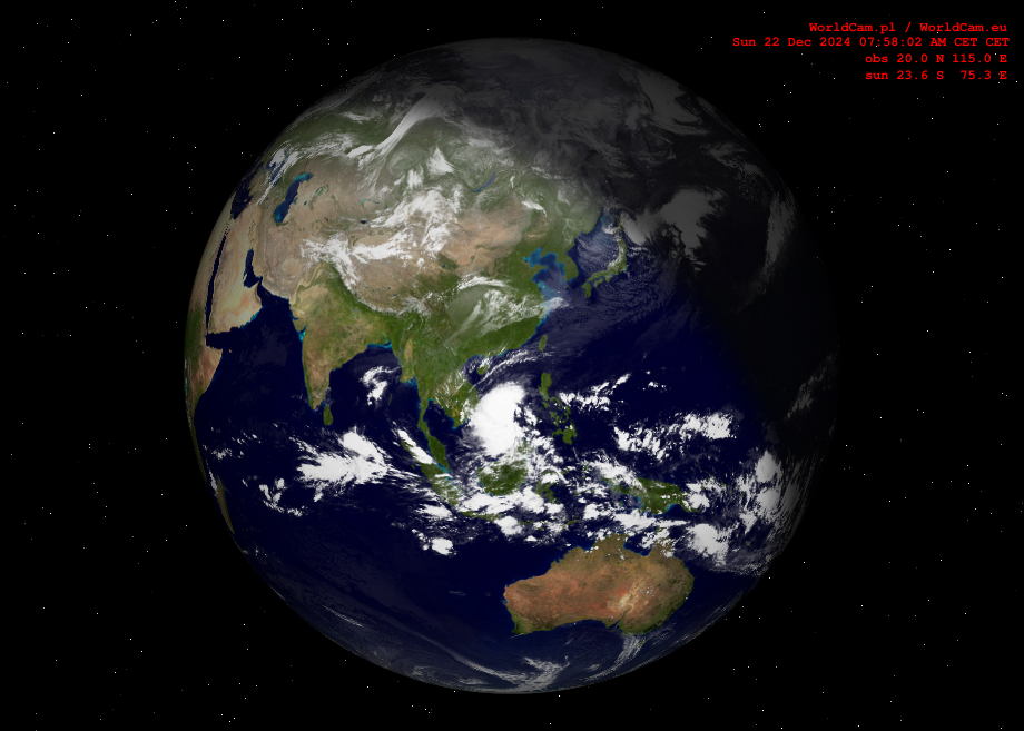 Sunlight map orthographic - Asia