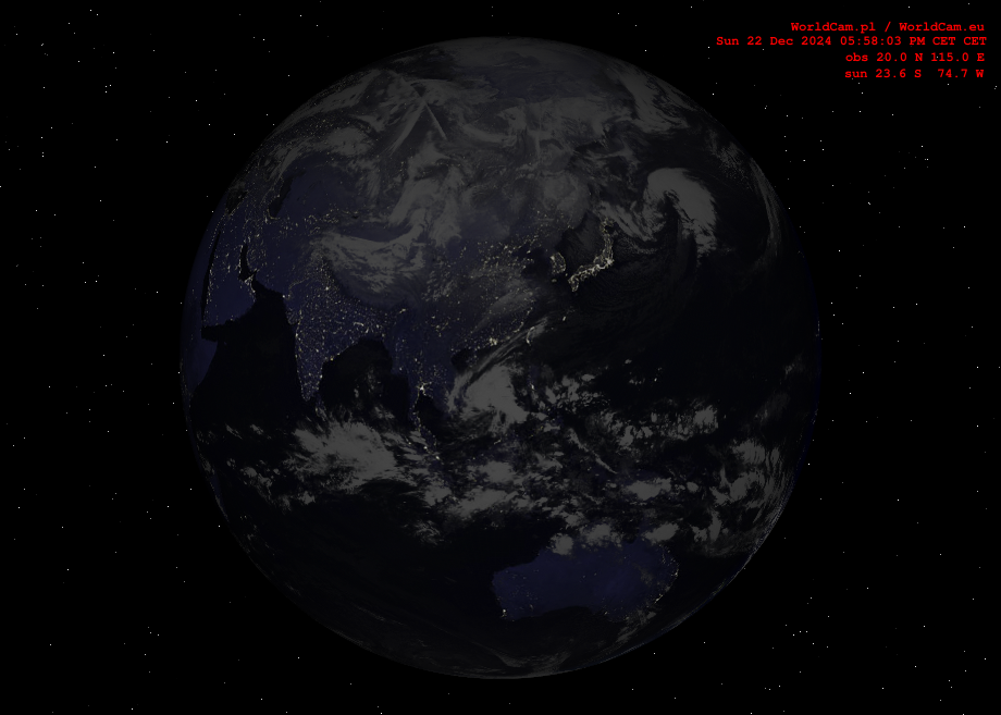 Sunlight map orthographic - Asia