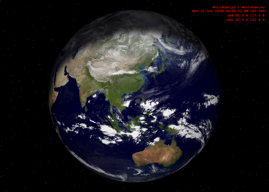 Sunlight map orthographic - Asia