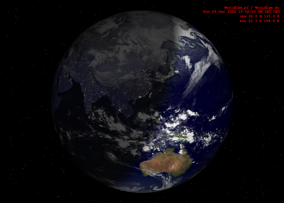 Sunlight map orthographic - Asia