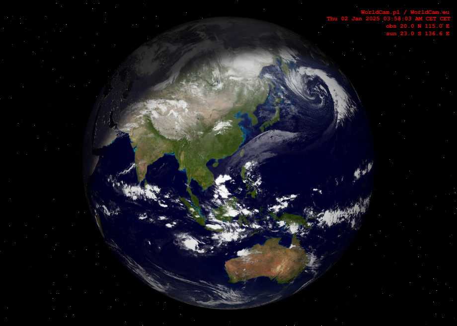 Sunlight map orthographic - Asia