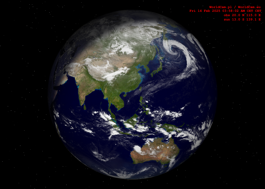 Sunlight map orthographic - Asia