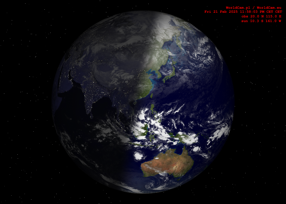 Sunlight map orthographic - Asia