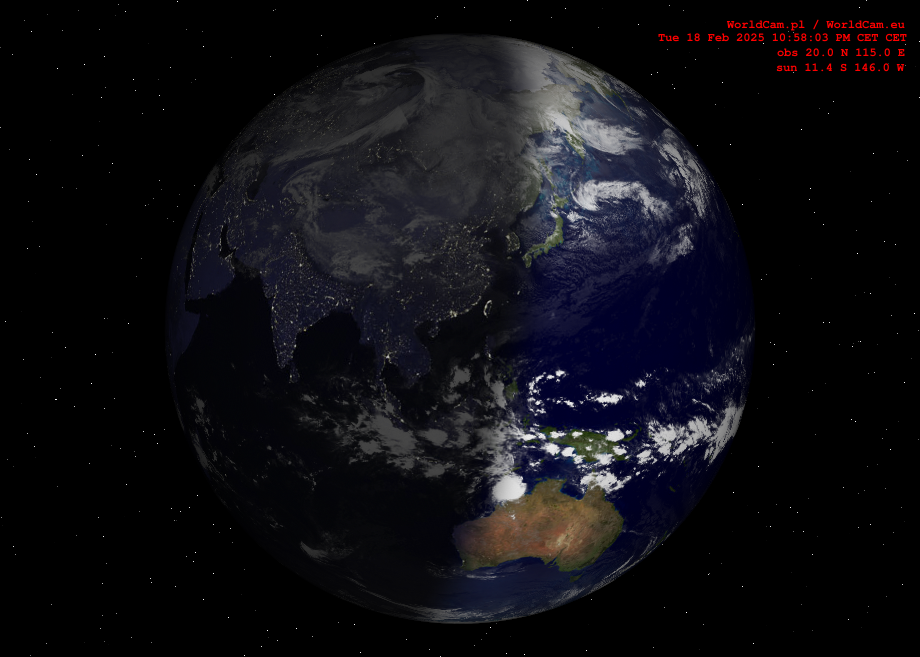 Sunlight map orthographic - Asia