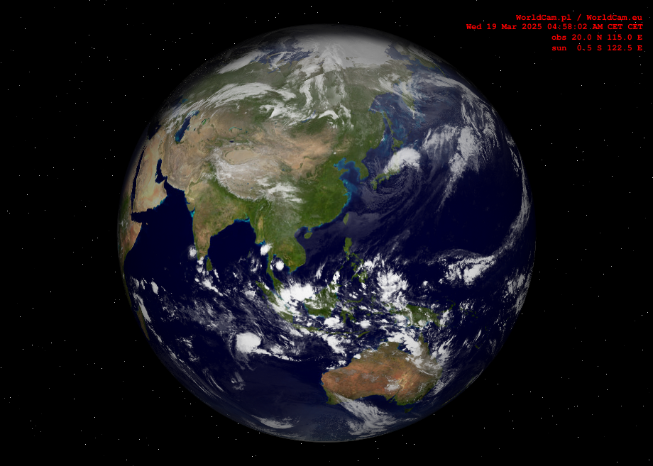 Sunlight map orthographic - Asia